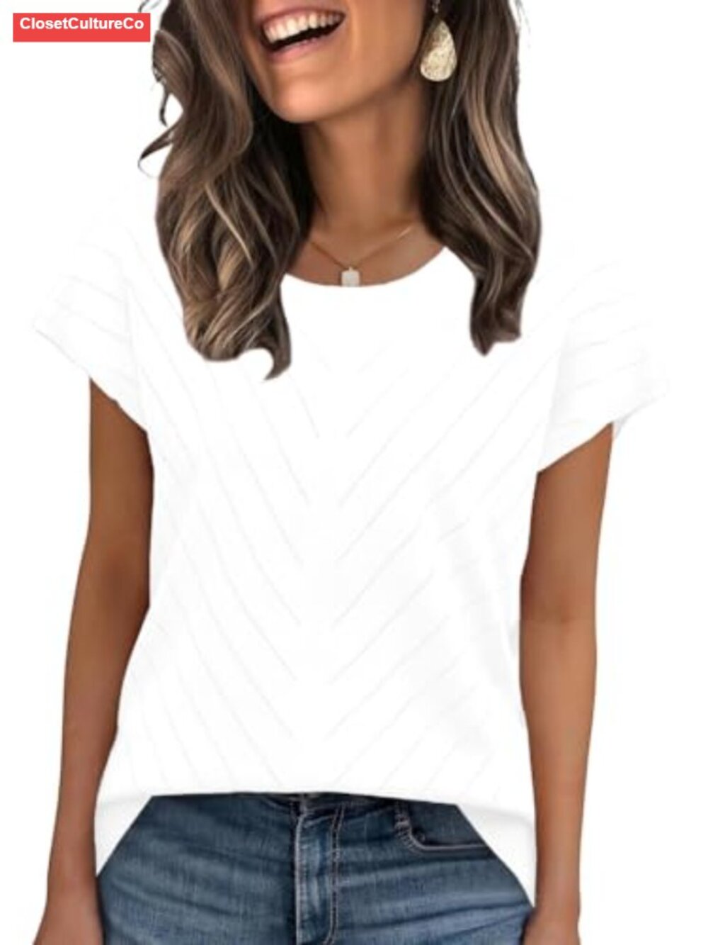 JomeDesign Short Sleeve Sweater Women Crewneck Pullover Knit Top